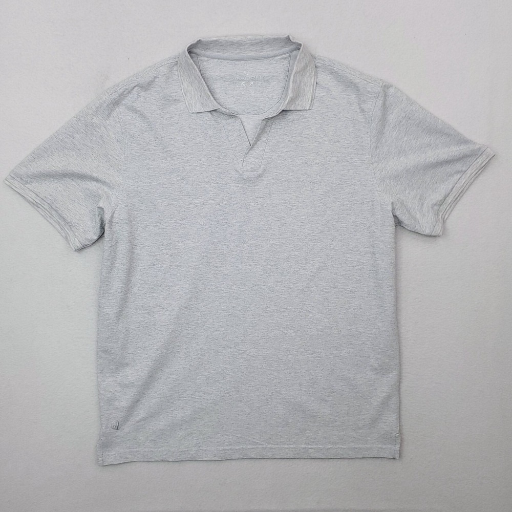 Veboon Shirt Mens Large Gray Performance Golf Polo Stretch Preppy V Neck